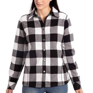 Orvis Fleece Lined Cotton Black and White Buffalo Check Jacket SZ Large!